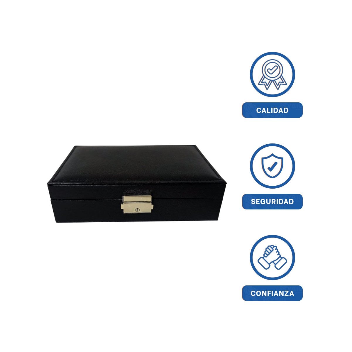 JOYERO RECTANGULAR NEGRO 20,5X12,5X5,5CM ORGANIZADOR DE ACCESORIOS Y+LIGAS REGALO - 3