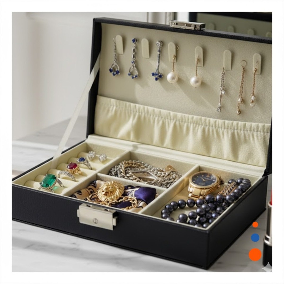 PACK6 CAJA DE JOYERIA RECTANGULAR NEGRO 20,5X12,5X5,5CM CON TAPA Y+PAPEL REGALO - 5