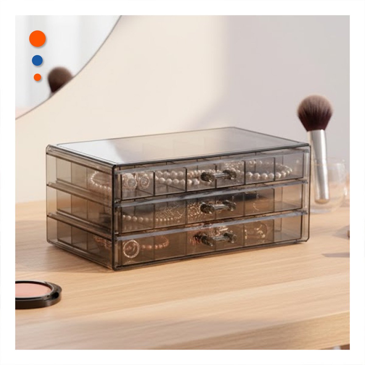 PACK12 ORGANIZADOR ACRILICO CON 3 NIVELES 72 DIVISIONES NEGRO TRANSPARENTE - 5