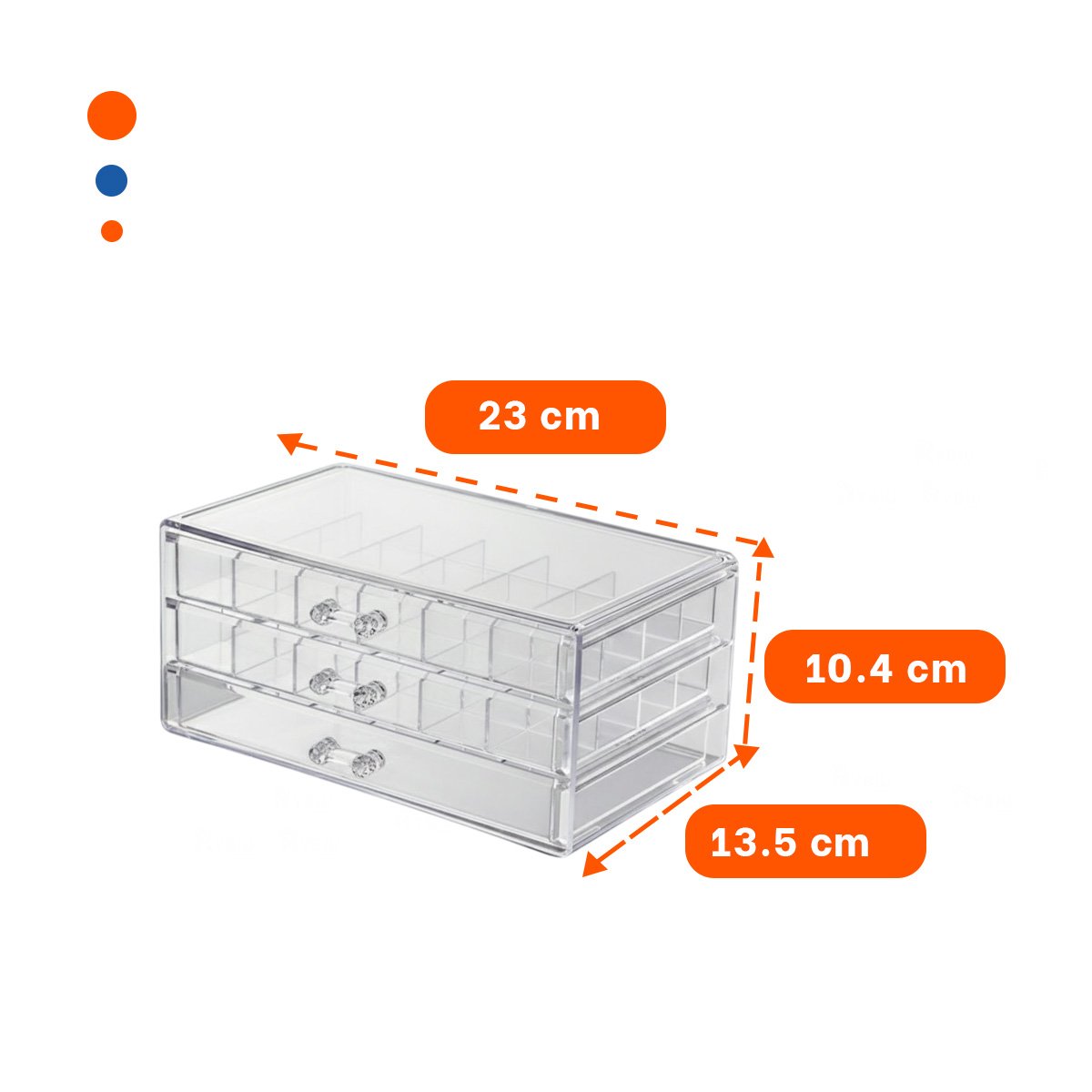 PACK4 ORGANIZADOR ACRILICO 3 NIVELES CON 72 DIVISIONES TRANSPARENTE MULTIUSO - 4