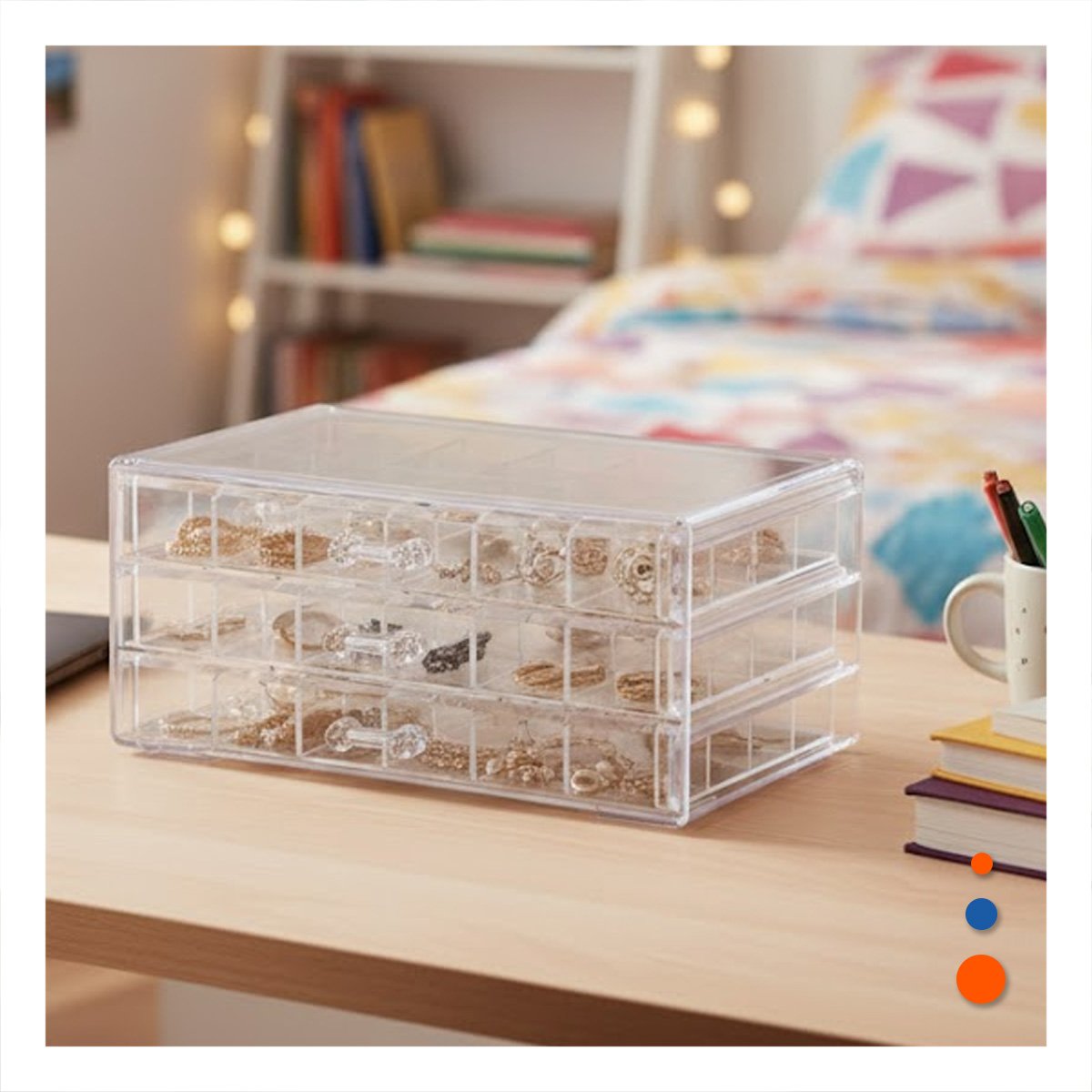 PACK2 CONTENEDOR PARA ACCESORIOS DE ACRILICO 3 NIVELES 72 DIVISIONES Y+PAPEL REGALO - 2