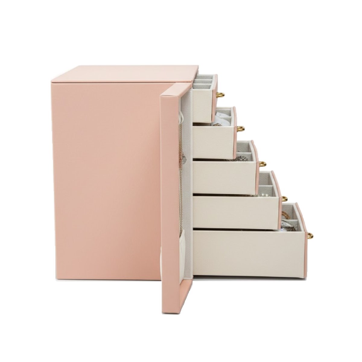 PACK2 ESTUCHE ORGANIZADOR ROSADO CON 5 PISOS PARA CLASIFICAR JOYAS FACILMENTE Y+REGALO STICKER - 2