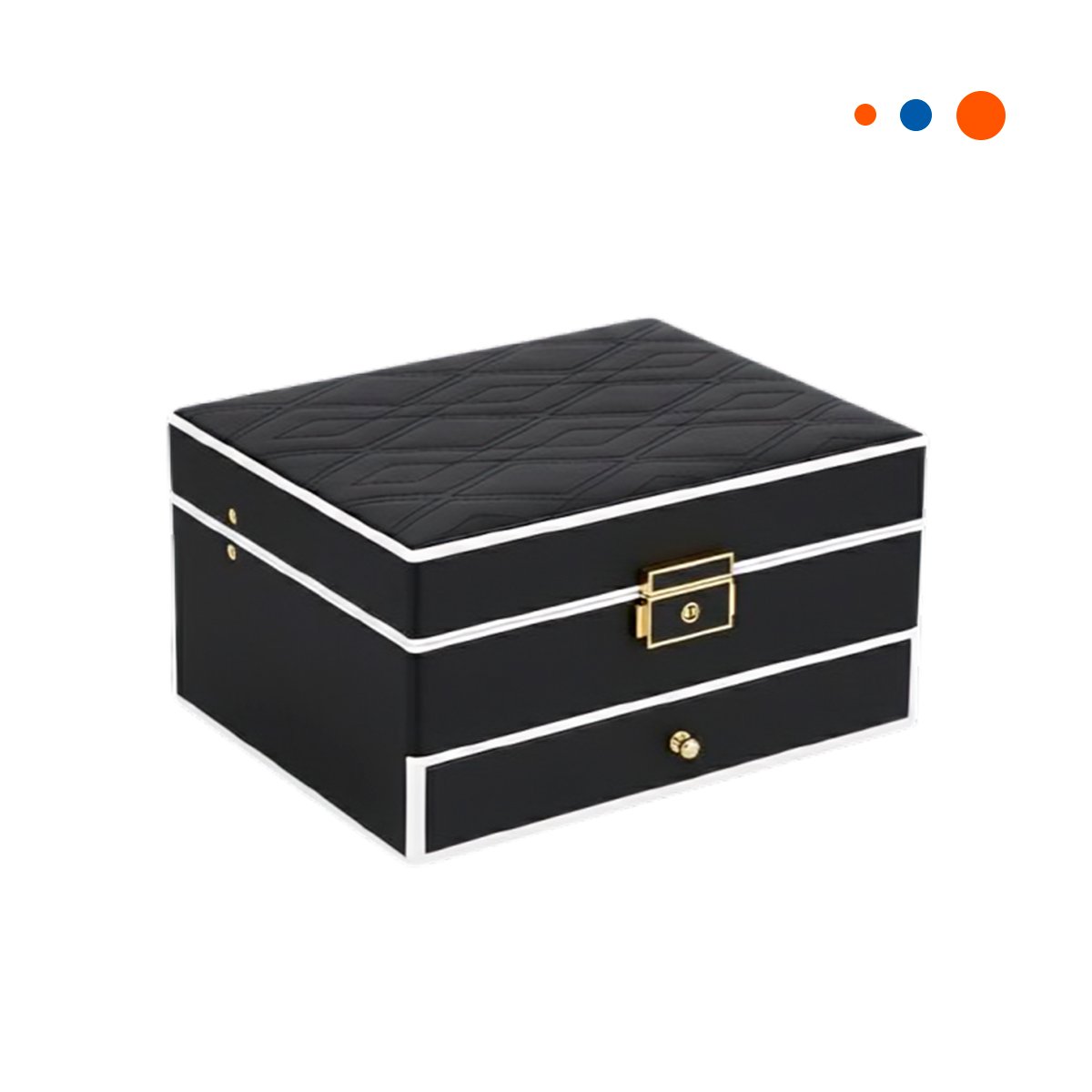 CAJA DE ACCESORIOS 2 NIVELES CON ESPEJO LED NEGRO PARA DORMITORIO Y+REGALO STICKER - 3