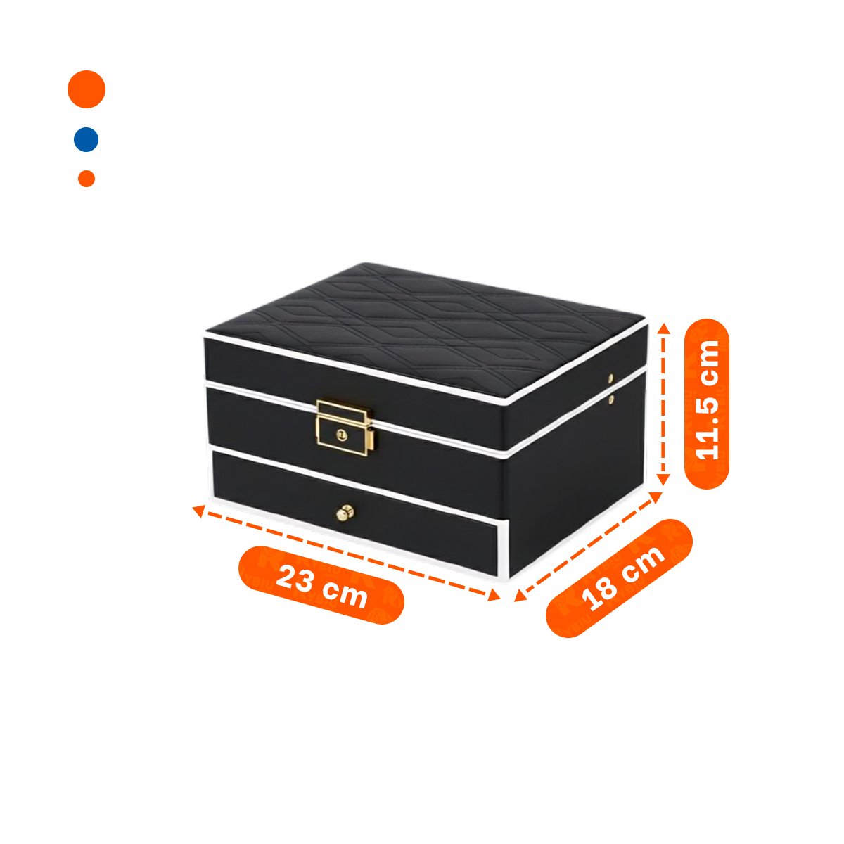 CAJA DE ACCESORIOS 2 NIVELES CON ESPEJO LED NEGRO PARA DORMITORIO Y+REGALO STICKER - 4