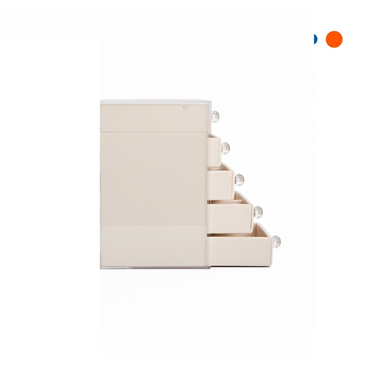 PACK4 JOYERO 5 CAJONES Y 3 PUERTAS EN TERCIOPELO BEIGE DISENO MODERNO Y+PAPEL REGALO - 3