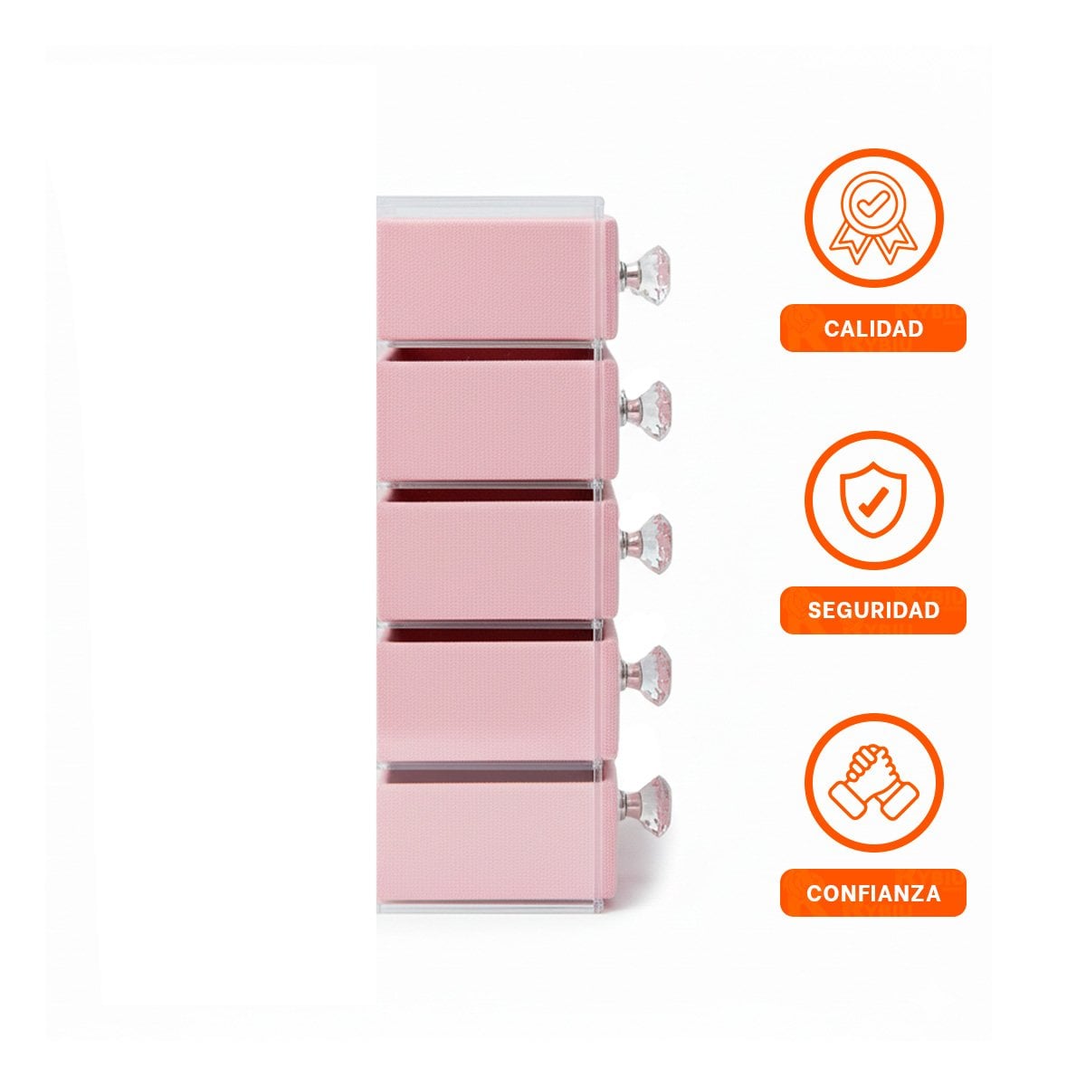 PACK6 COFRE 5 CAJONES Y 3 PUERTAS EN TERCIOPELO ROSADO ESTILO ELEGANTE Y+REGALO STICKER - 2