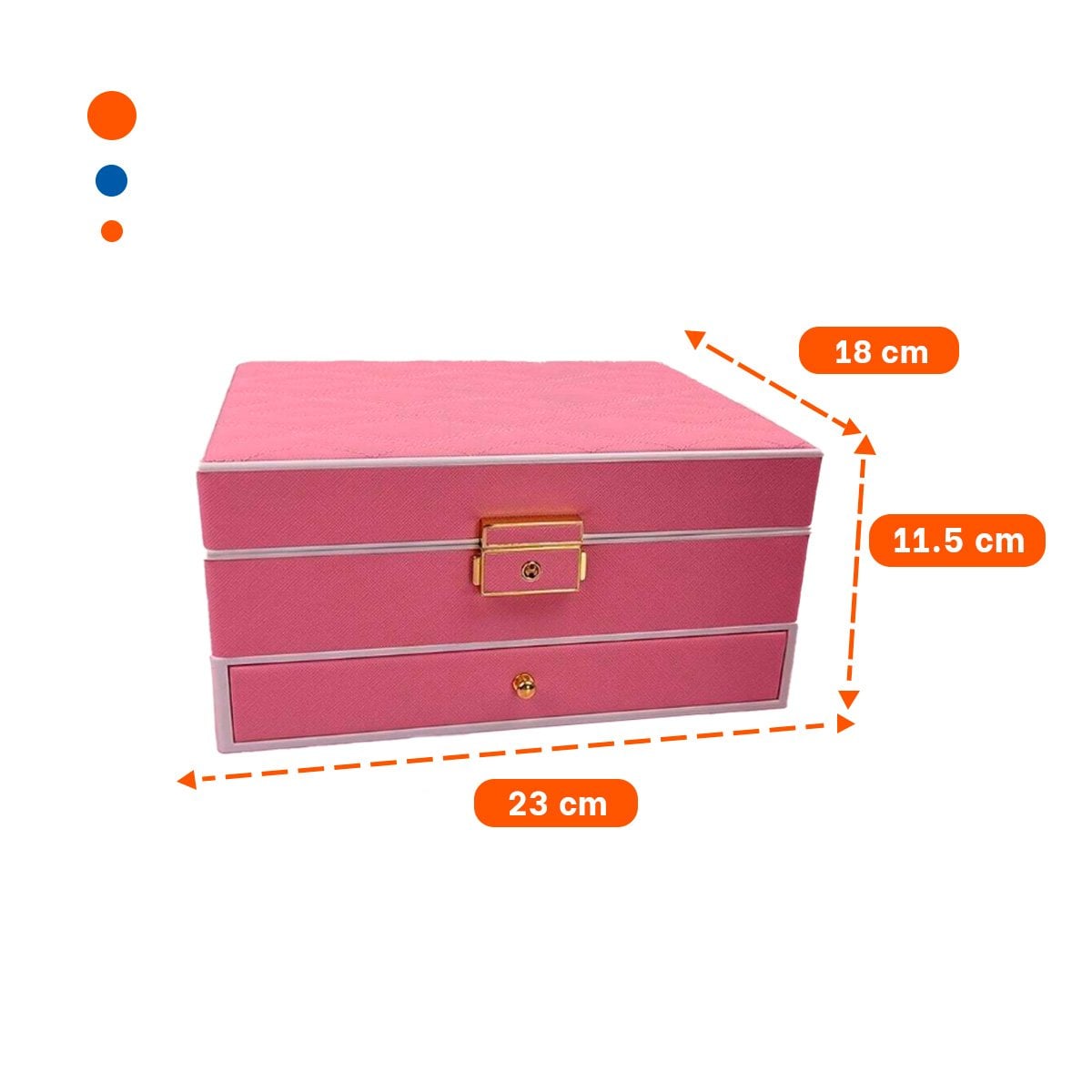 PACK2 JOYERO 2 NIVELES CON ESPEJO LED ROSADO PARA GUARDAR ANILLOS Y COLLARES Y+PAPEL REGALO - 4