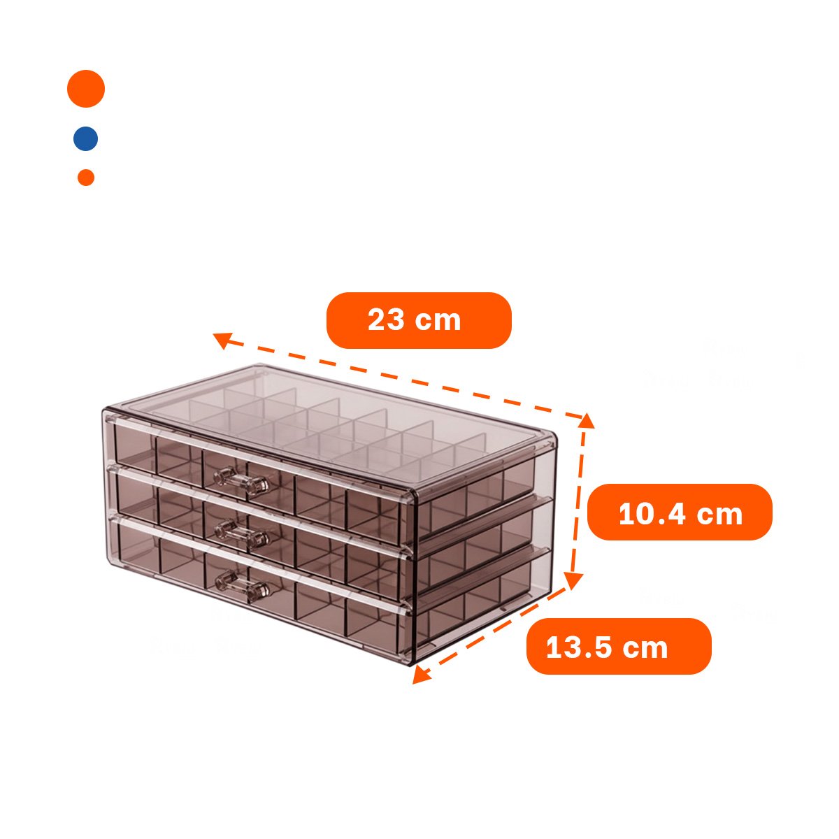 PACK12 ORGANIZADOR PARA DE ACRILICO 3 NIVELES 72 DIV MARRON TRANSPARENTE Y+REGALO STICKER - 4