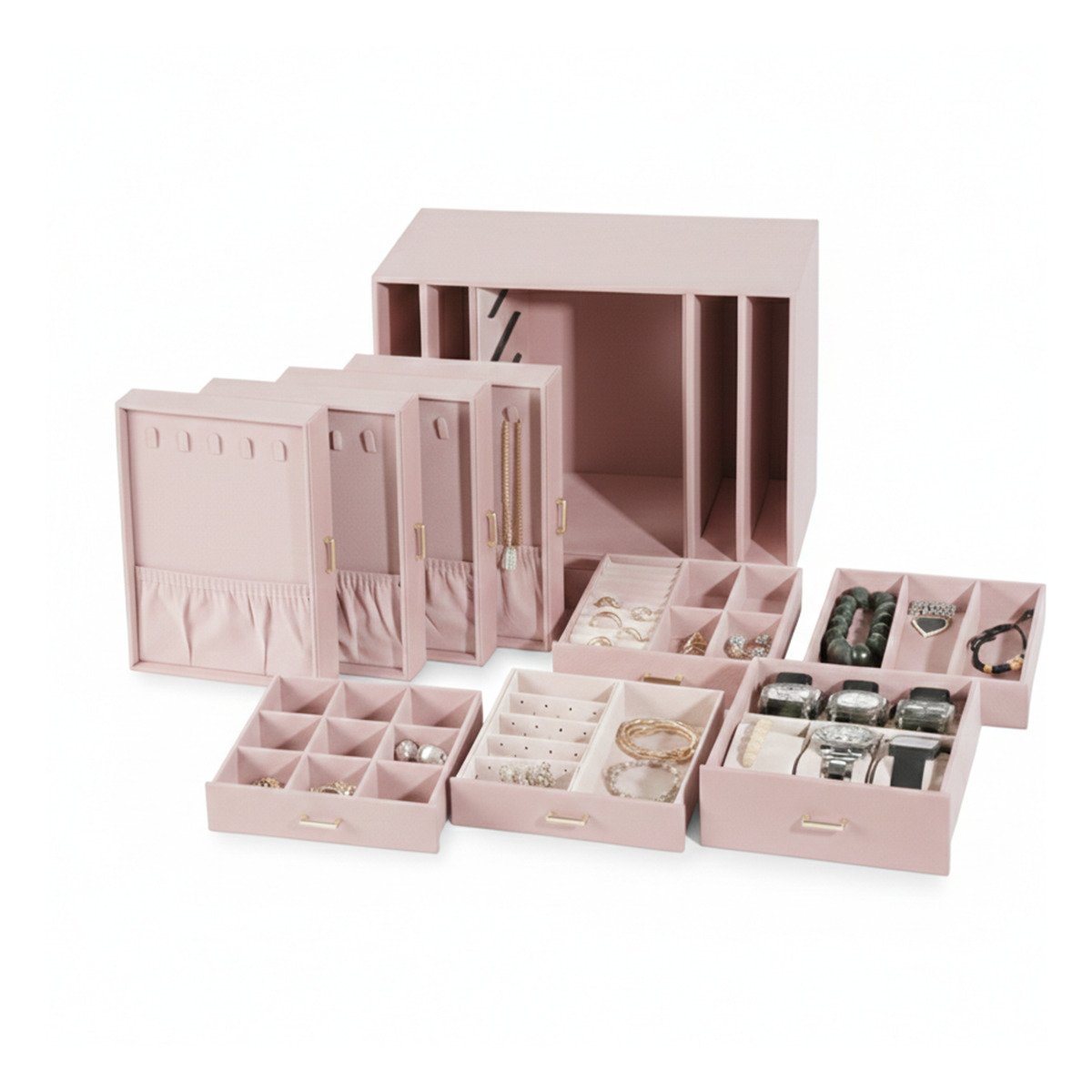 ORGANIZADOR DE ACCESORIOS ROSADO CON CAJONES FORRADOS Y PUERTAS FIRMES Y+REGALO STICKER - 3