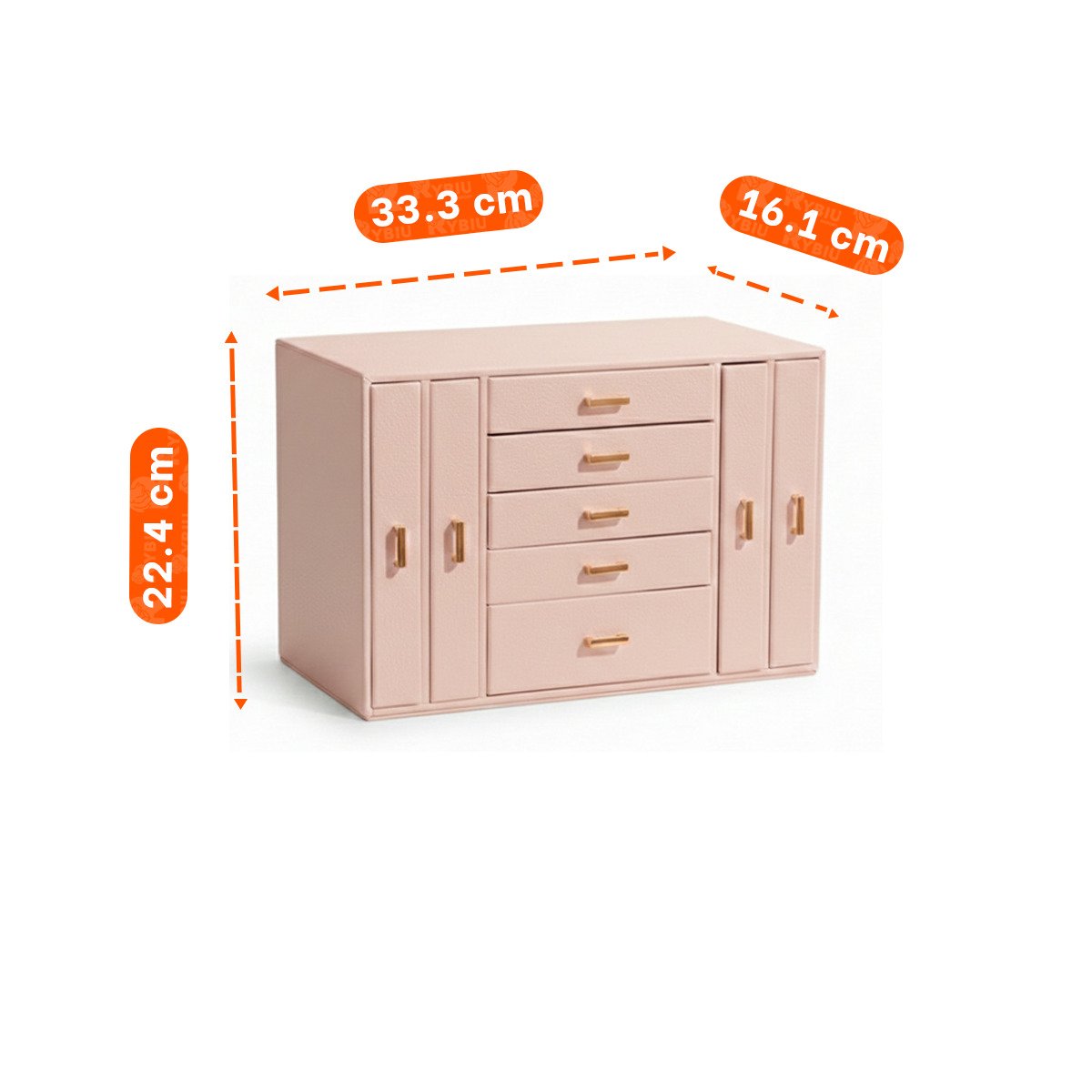 ORGANIZADOR DE ACCESORIOS ROSADO CON CAJONES FORRADOS Y PUERTAS FIRMES Y+REGALO STICKER - 4