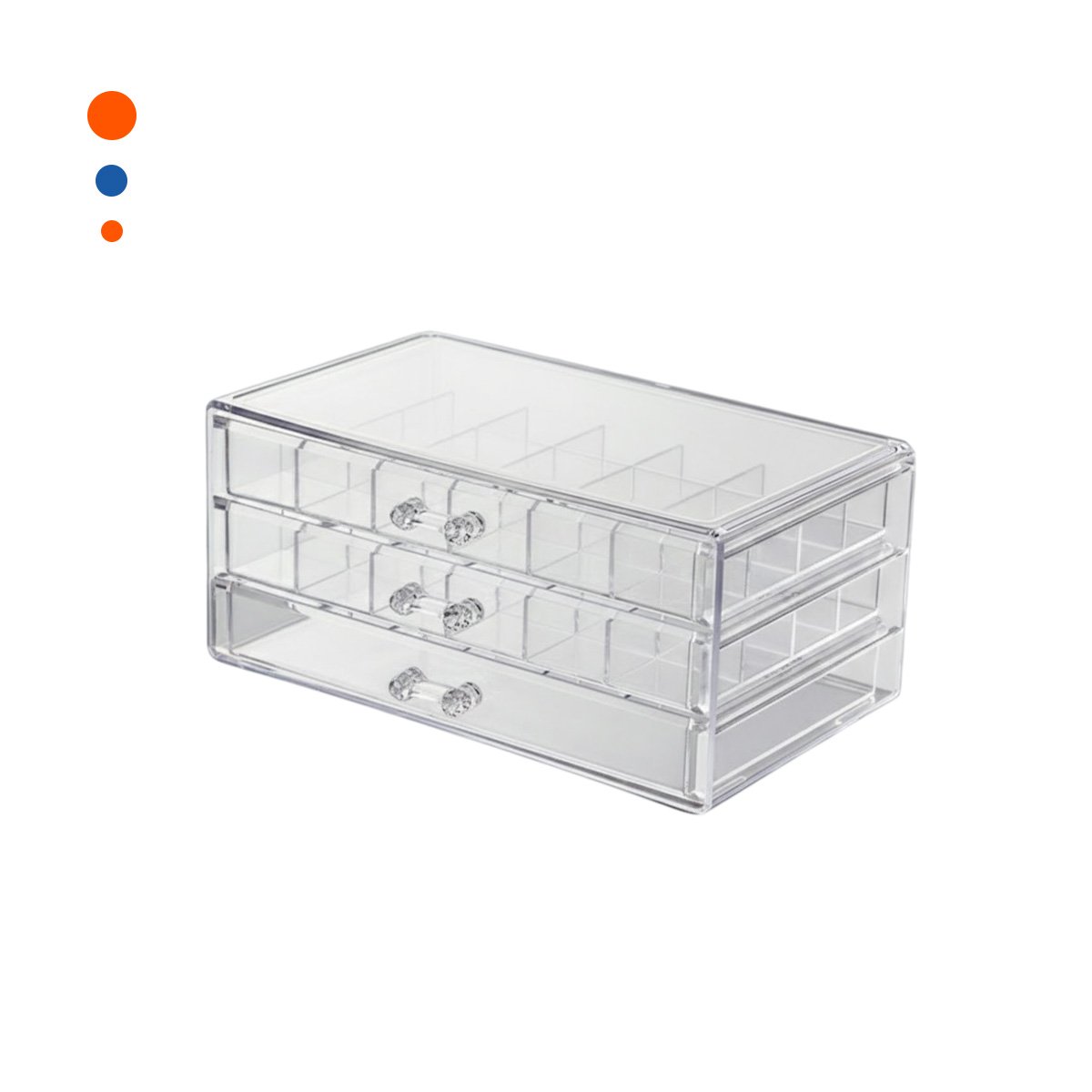 PACK2 ESTUCHE PARA ACCESORIOS DE ACRILICO 3 NIVELES 72 DIVISIONES TRANSPARENTE Y+REGALO STICKER - 2