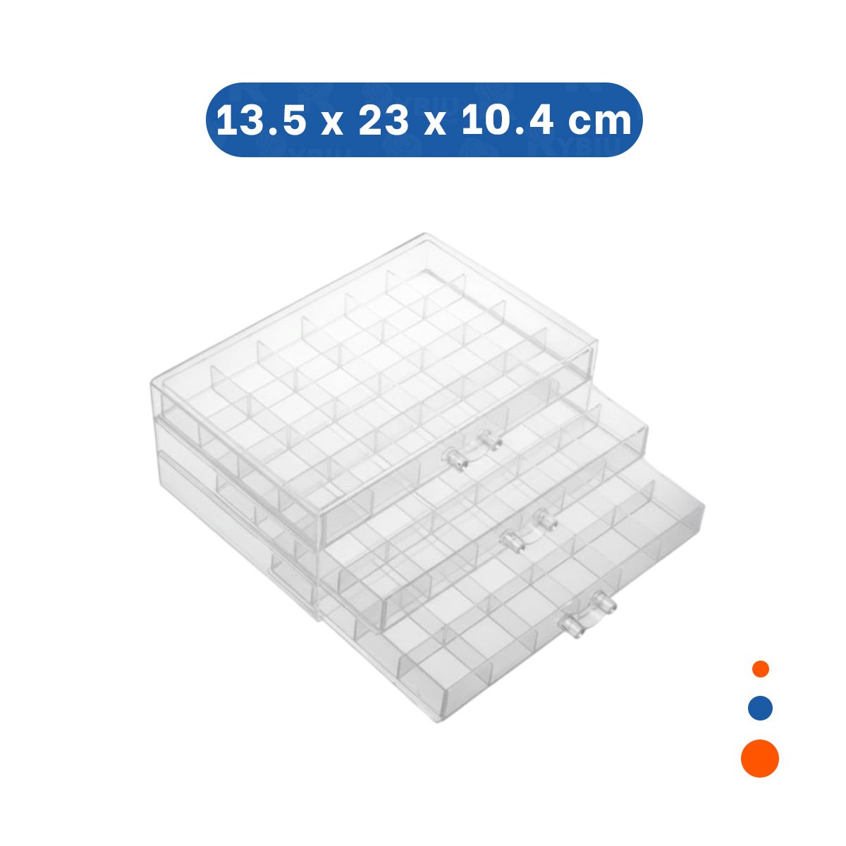 PACK2 ESTUCHE PARA ACCESORIOS DE ACRILICO 3 NIVELES 72 DIVISIONES TRANSPARENTE Y+REGALO STICKER - 4