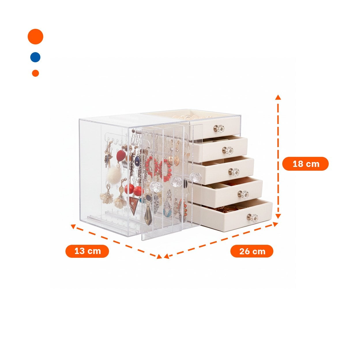 PACK4 COFRE 5 CAJONES Y 3 PUERTAS EN TERCIOPELO BEIGE PARA HOGAR Y+REGALO STICKER - 4