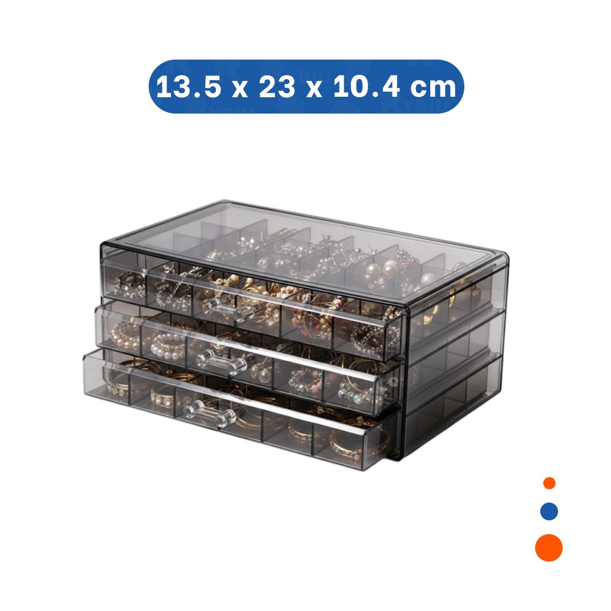 PACK2 ESTUCHE MULTIUSO DE ACRILICO 3 NIVELES 72 DIVISIONES NEGRO TRANSPARENTE - 4