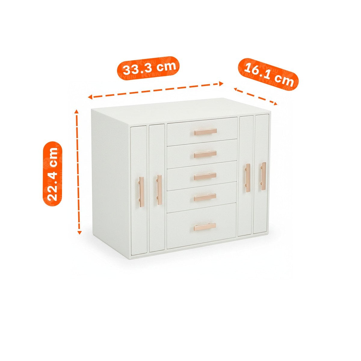 ESTUCHE ORGANIZADOR DE JOYAS BLANCO CON CAJONES Y PUERTAS FUNCIONALES Y+POST IT - 4