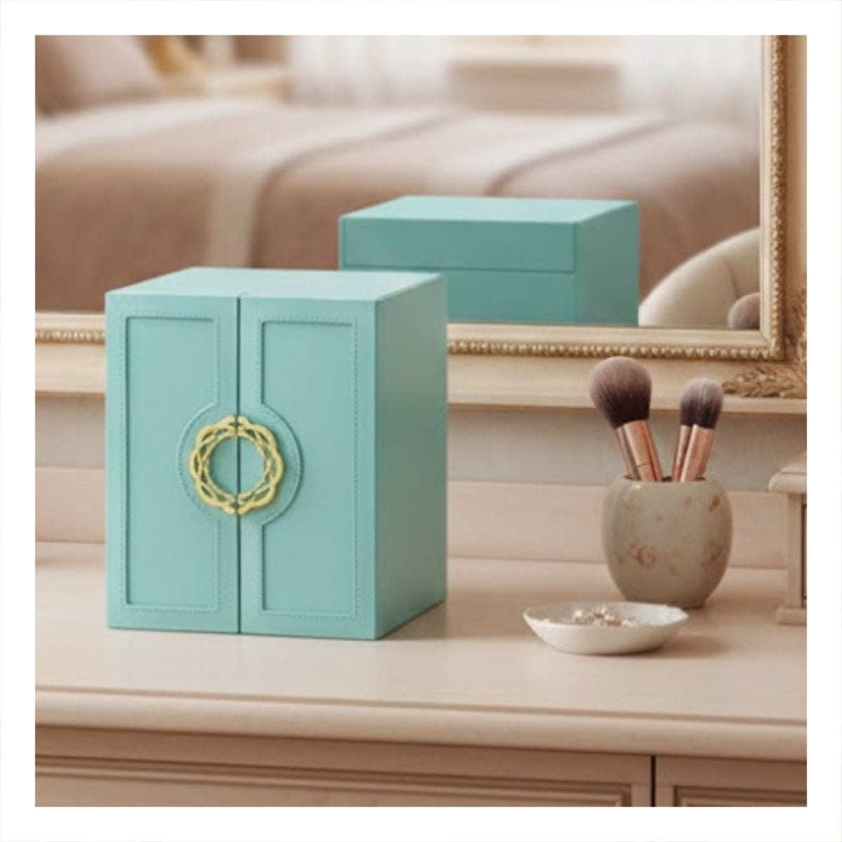 PACK2 ESTUCHE DE JOYAS CELESTE CON CINCO CAJONES HORIZONTALES FUNCIONALES - 2