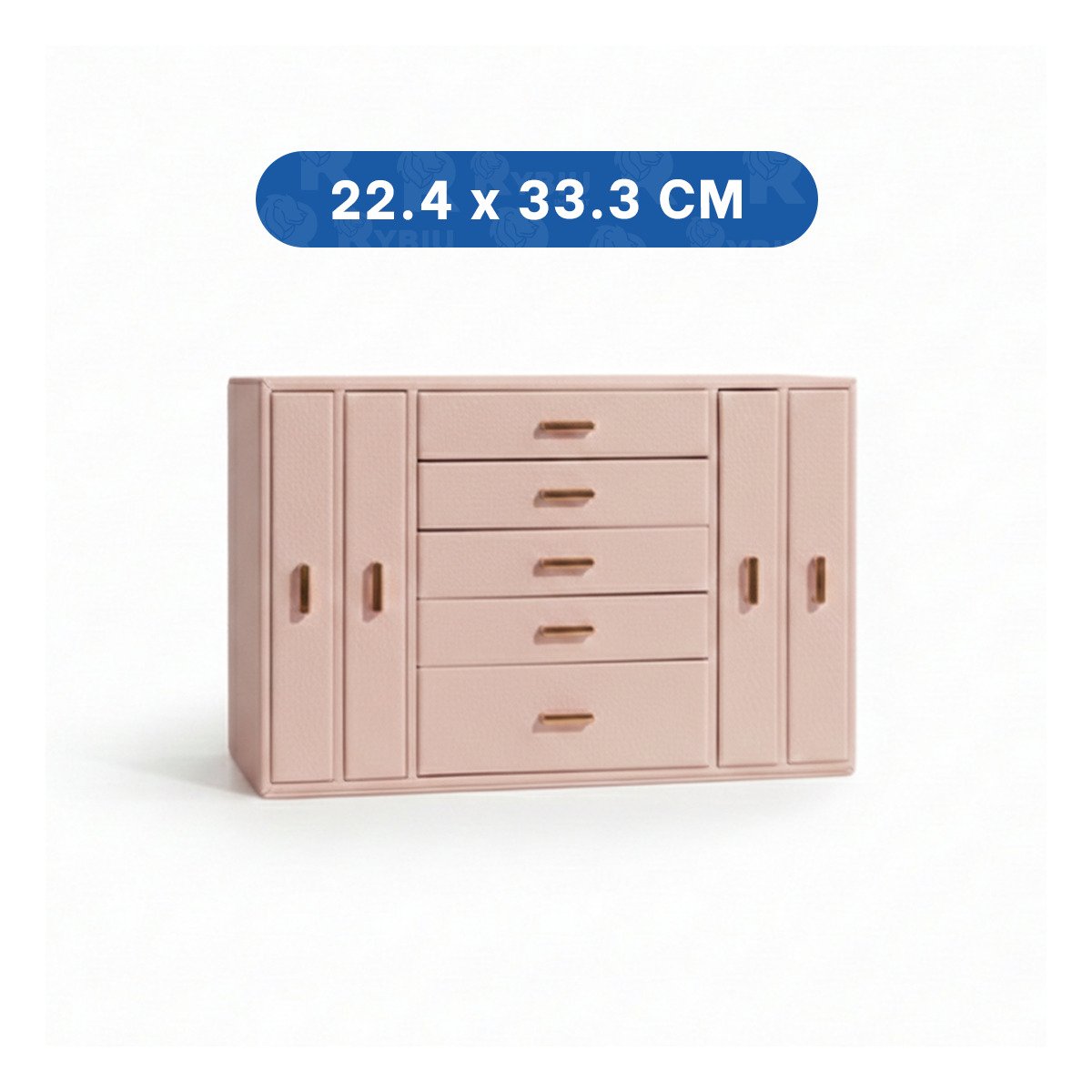 PACK2 CAJA DE ALMACENAMIENTO ROSADA PARA JOYAS CON PUERTAS LATERALES - 4
