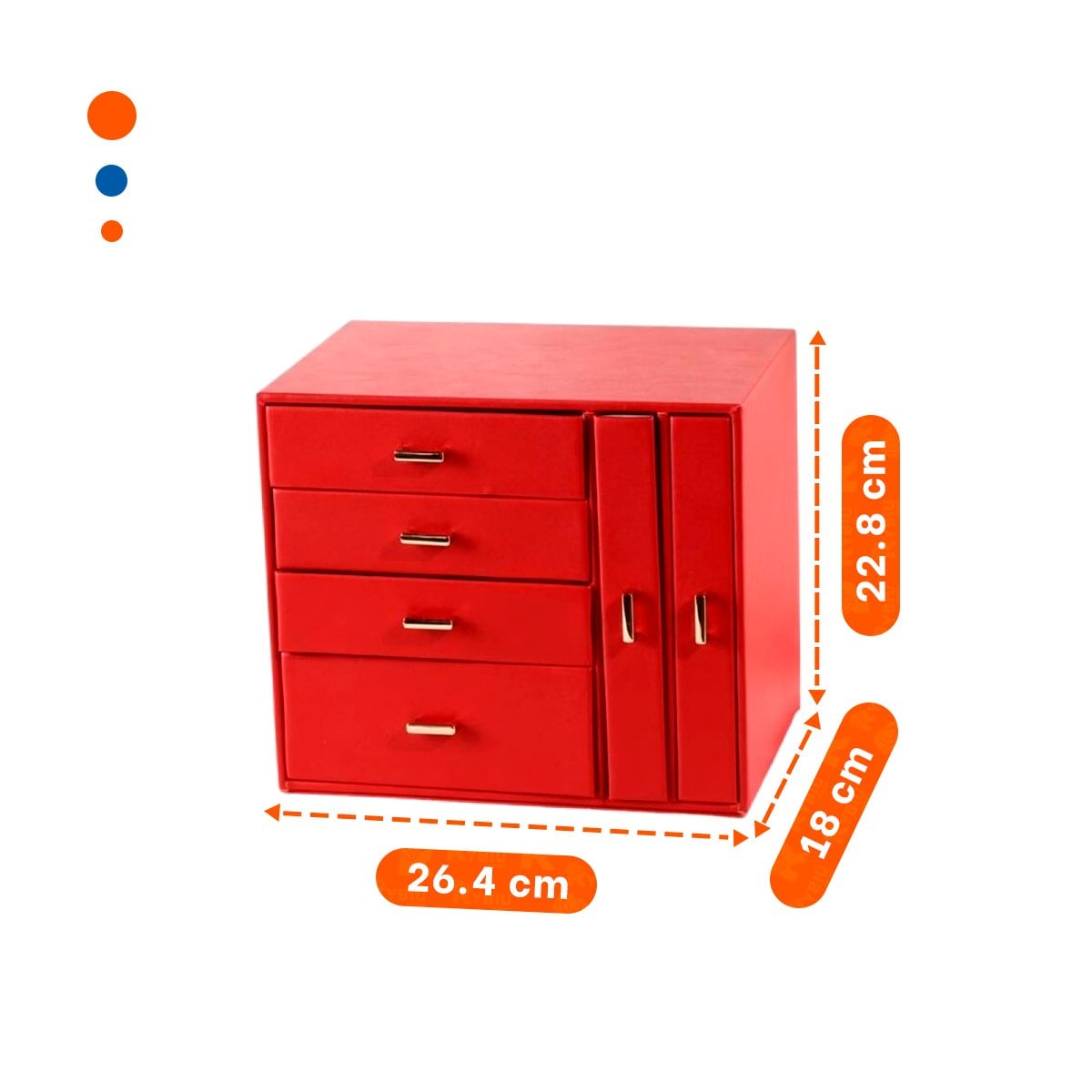 JOYERO ESPACIOSO 4 NIVELES HORIZ Y 2 VERT ROJO PARA GUARDAR JOYAS Y+REGALO STICKER - 4