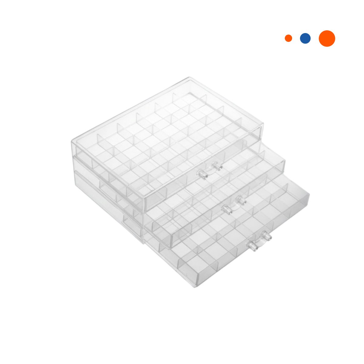 CONTENEDOR PARA MAQUILLAJE DE ACRILICO 3 NIVELES 72 DIVISIONES TRANSPARENTE Y+REGALO STICKER - 3