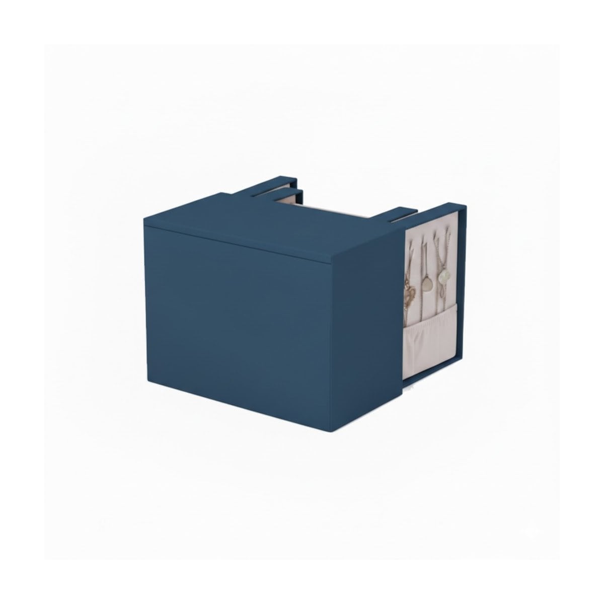 CAJA JOYERO CELESTE CON CAJONES AMPLIOS Y COMPARTIMENTOS LATERALES Y+PAPEL REGALO - 1