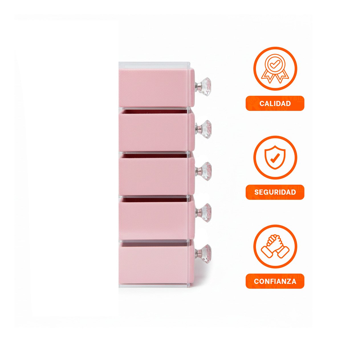 COFRE 5 CAJONES Y 3 PUERTAS EN TERCIOPELO ROSADO ORGANIZADOR Y+LIGAS REGALO - 3