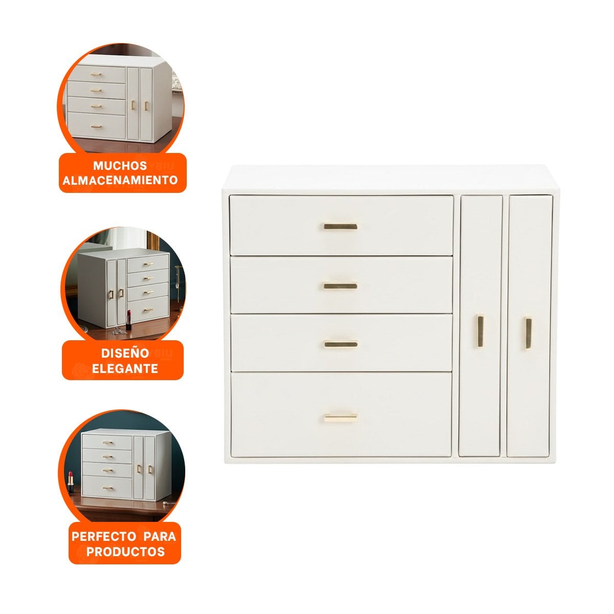 ESTUCHE ORGANIZADOR GRANDE 4 NIVELES HORIZ Y 2 VERT BLANCO PARA ACCESORIOS - 3