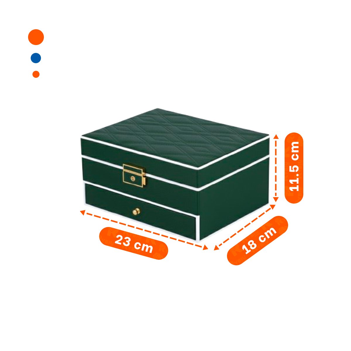 CAJA DE ACCESORIOS 2 NIVELES CON ESPEJO LED VERDE PARA DORMITORIO Y+REGALO STICKER - 4