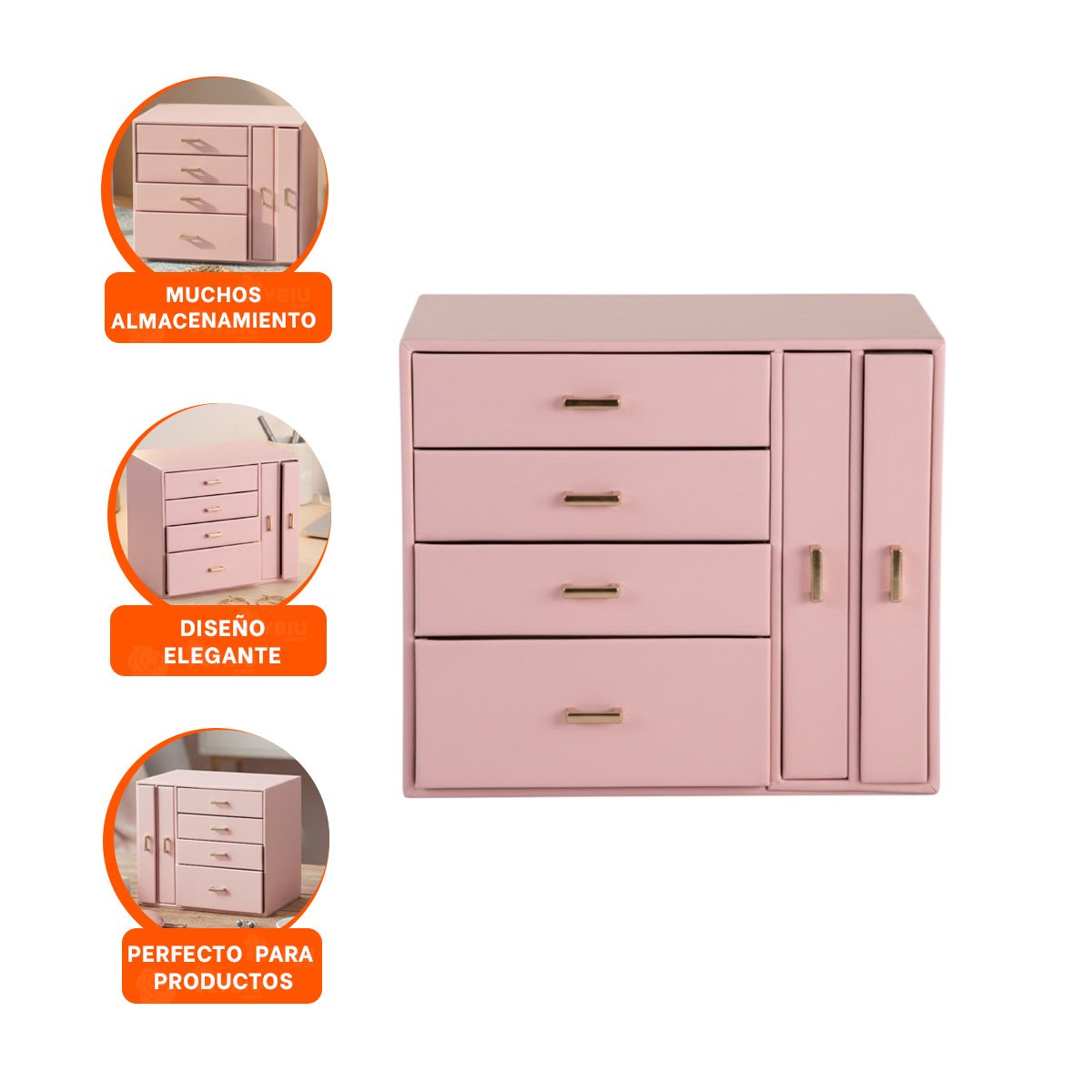 ESTUCHE ORGANIZADOR GRANDE 4 NIVELES HORIZ Y 2 VERT ROSADO PARA ACCESORIOS - 3