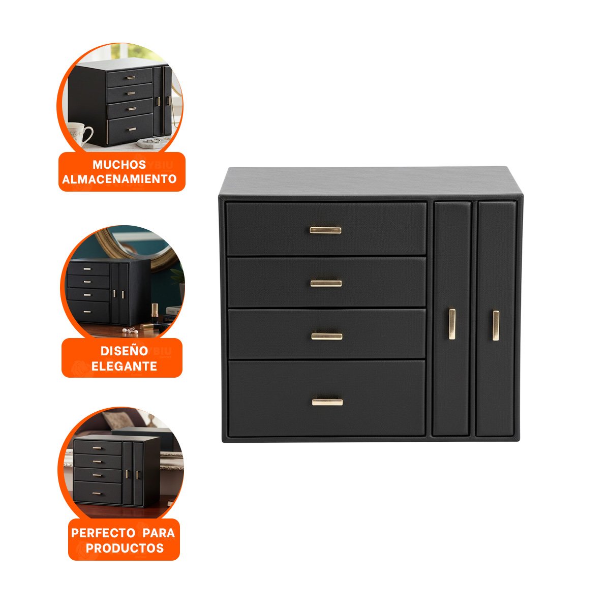 ESTUCHE ORGANIZADOR GRANDE 4 NIVELES HORIZ Y 2 VERT NEGRO PARA ACCESORIOS - 3