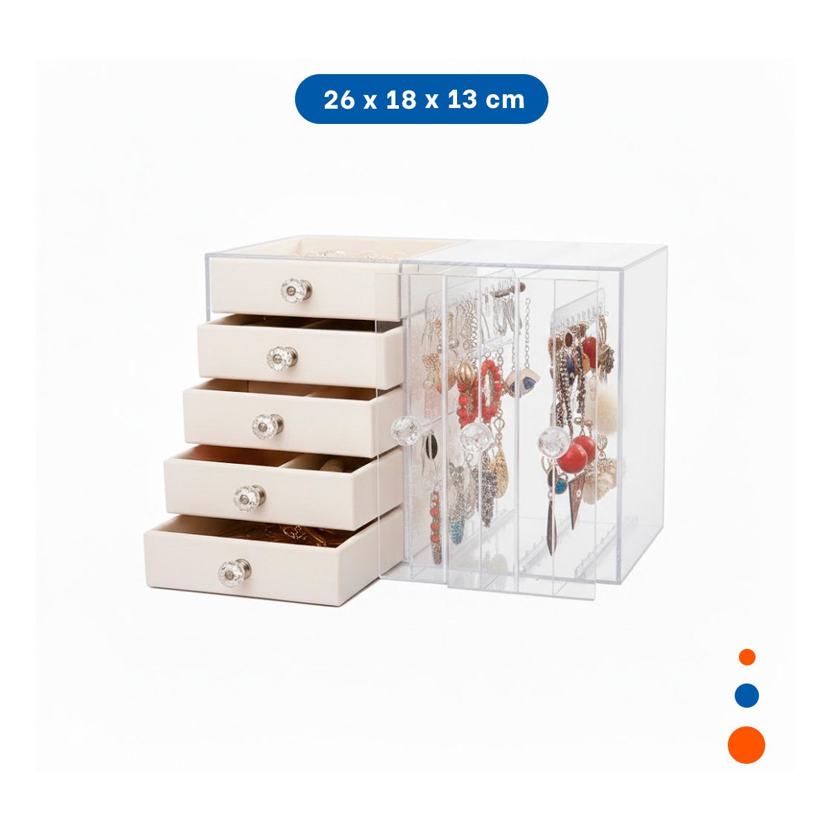 MUEBLE 5 CAJONES Y 3 PUERTAS EN TERCIOPELO BEIGE ORGANIZADOR MODERNO Y+LIGAS REGALO - 4