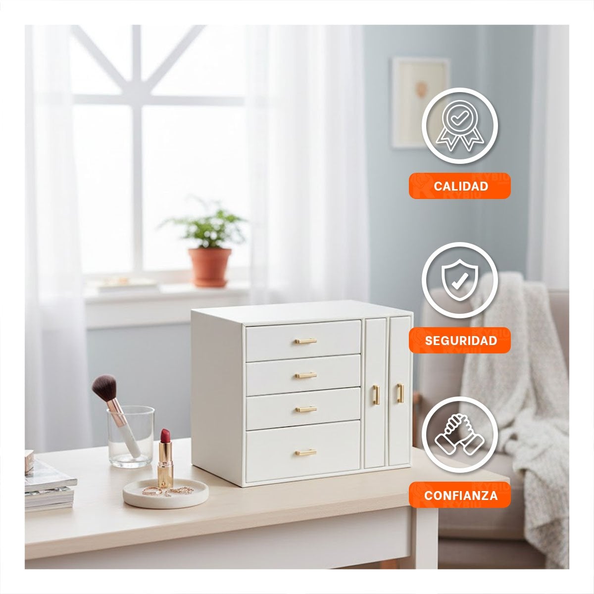 PACK2 ORGANIZADOR MODERNO GRANDE 4 NIVELES HORIZ Y 2 VERT BLANCO Y+REGALO STICKER - 5