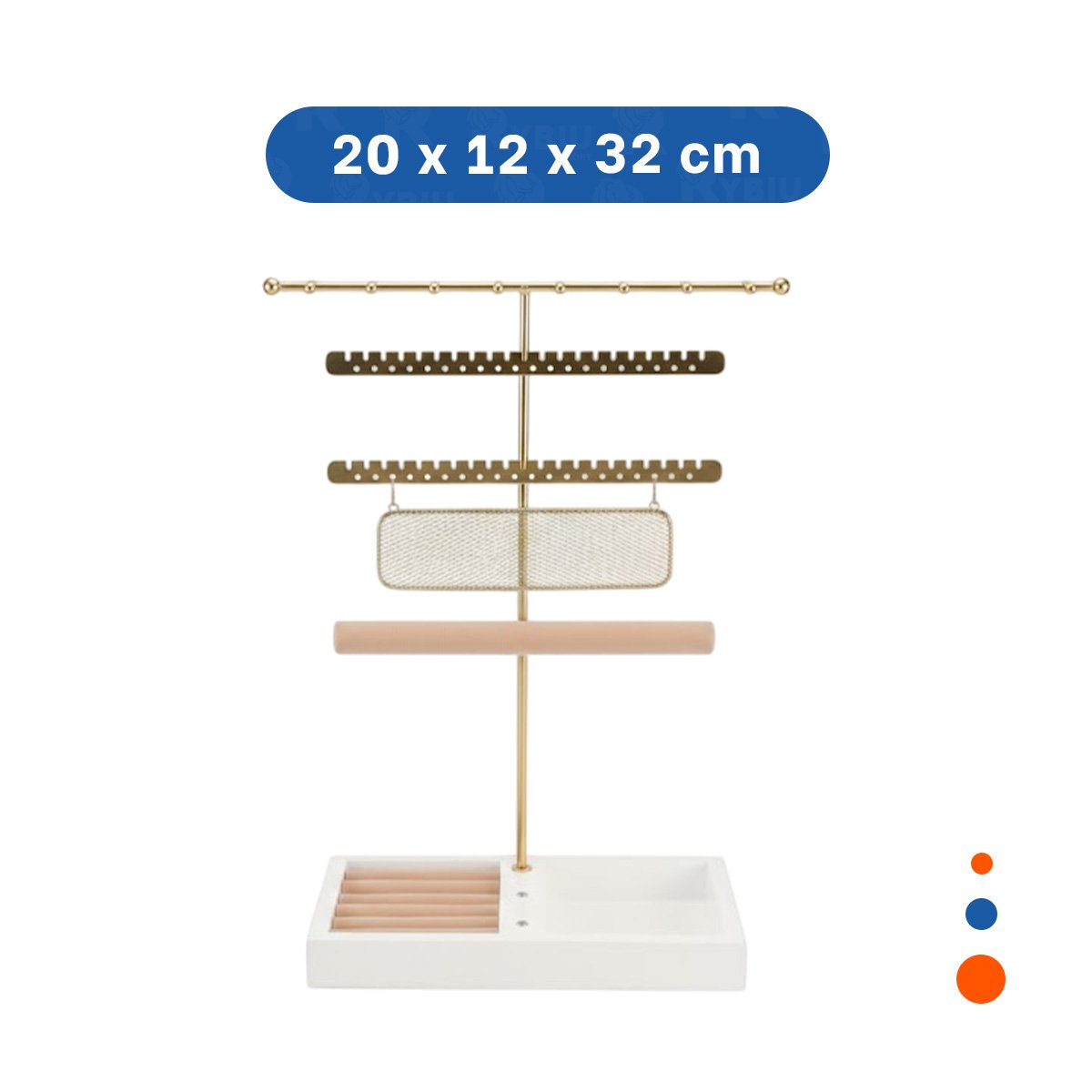 ORGANIZADOR DECORATIVO DE JOYAS 24,5X32X12CM DORADO PARA DORMITORIO Y+LIGAS REGALO - 4