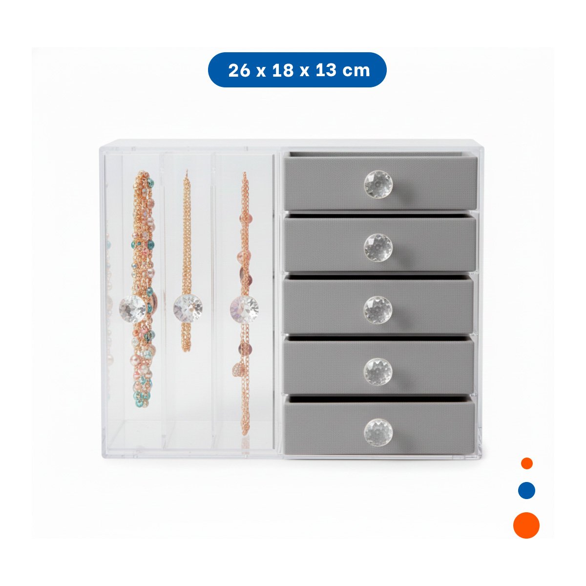 COFRE 5 CAJONES Y 3 PUERTAS EN TERCIOPELO PLOMO ORGANIZADOR Y+LIGAS REGALO - 4