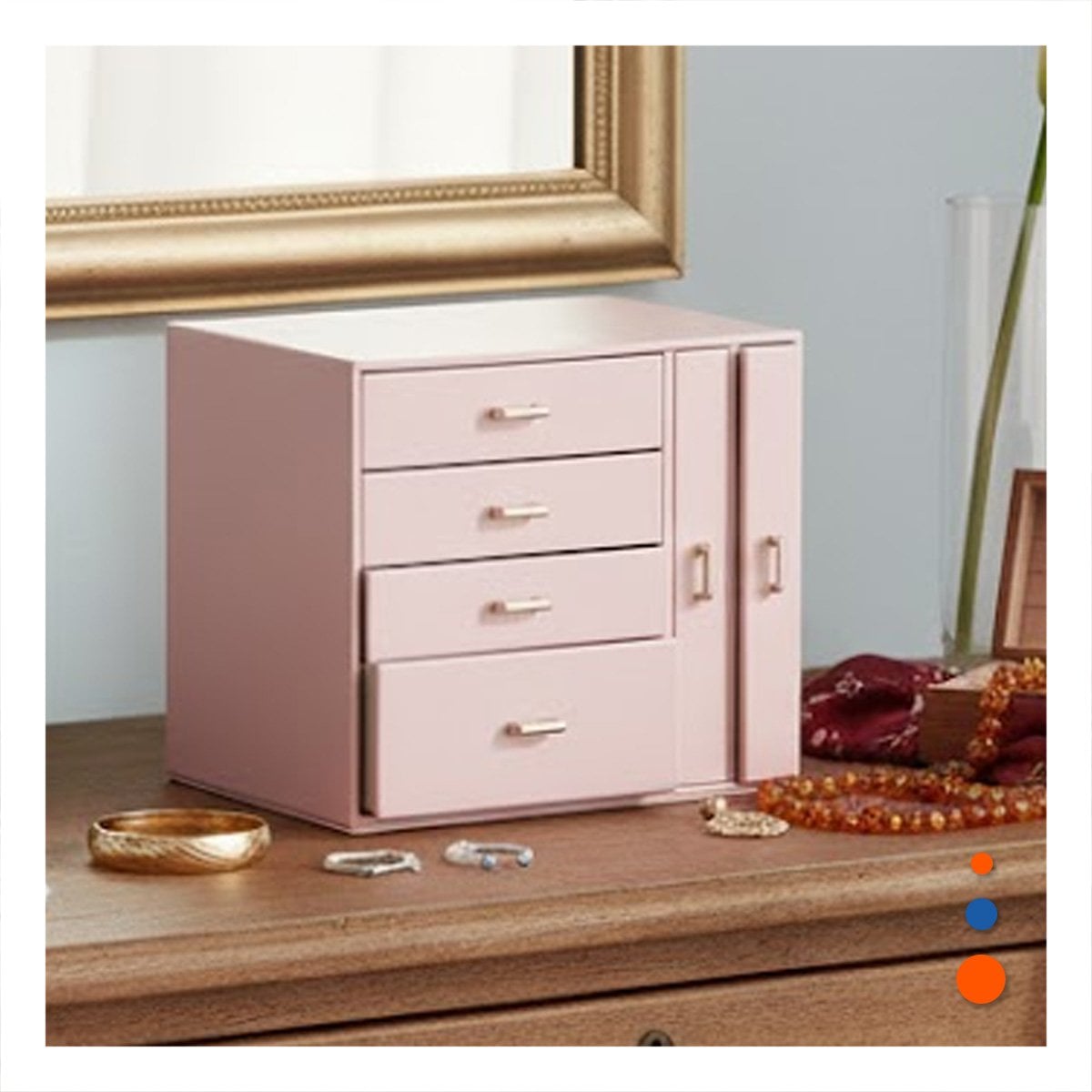 ORGANIZADOR DE ACCESORIOS GRANDE 4 NIVELES HORIZ Y 2 VERT ROSADO Y+LIGAS REGALO - 1