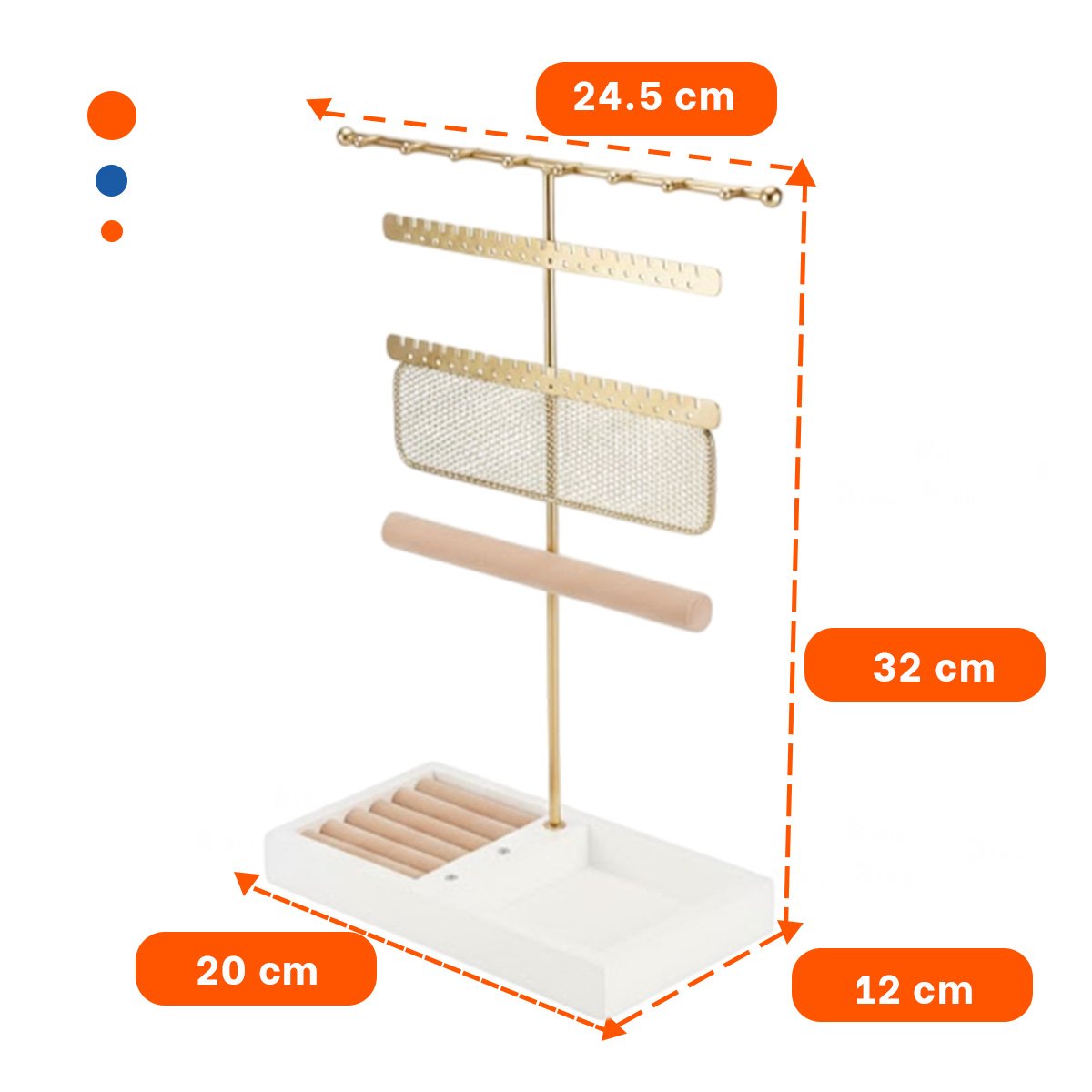 PACK4 ORGANIZADOR METALICO DE JOYAS 24,5X32X12CM DORADO PARA PULSERAS - 4