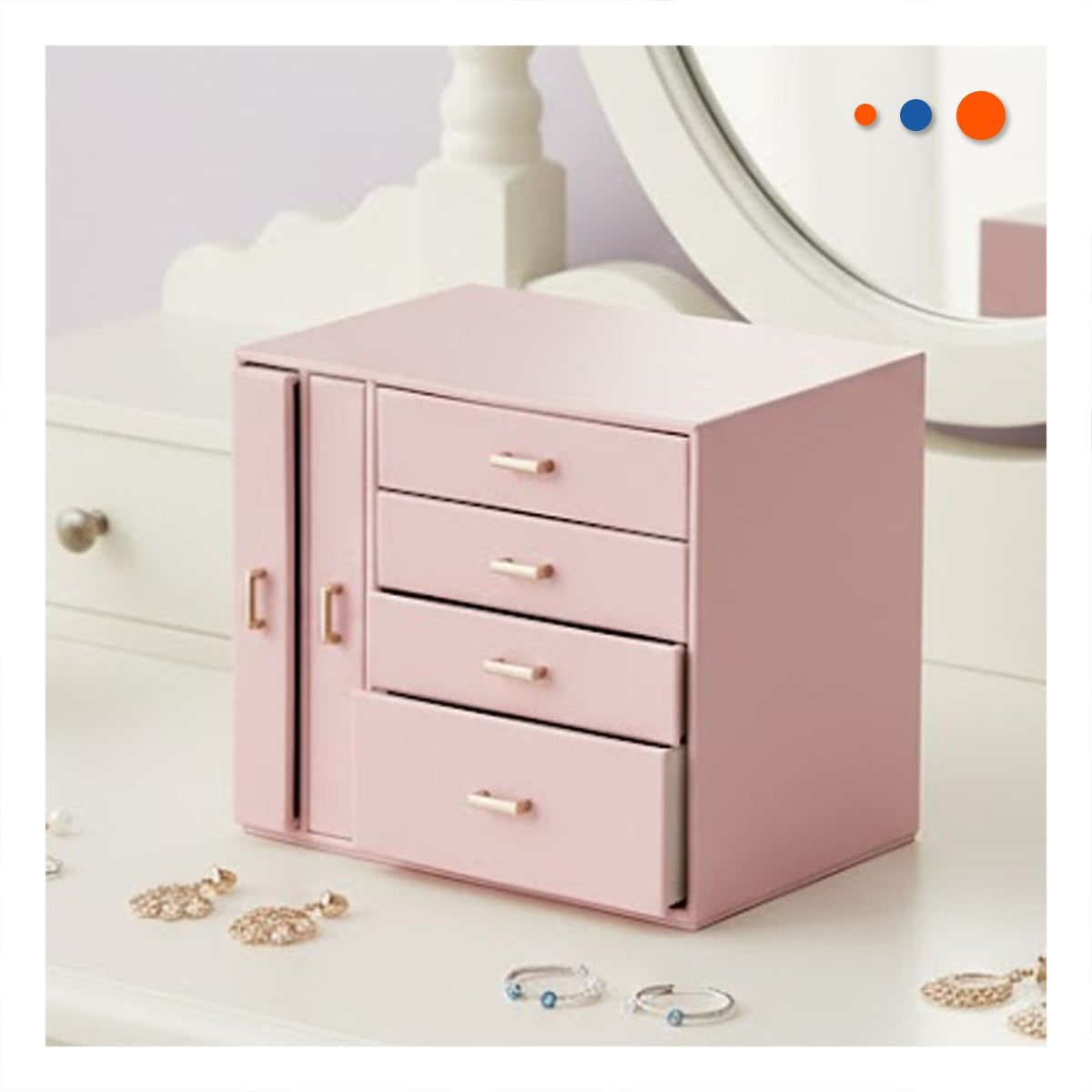 PACK2 ORGANIZADOR MODERNO GRANDE 4 NIVELES HORIZ Y 2 VERT ROSADO Y+REGALO STICKER - 3