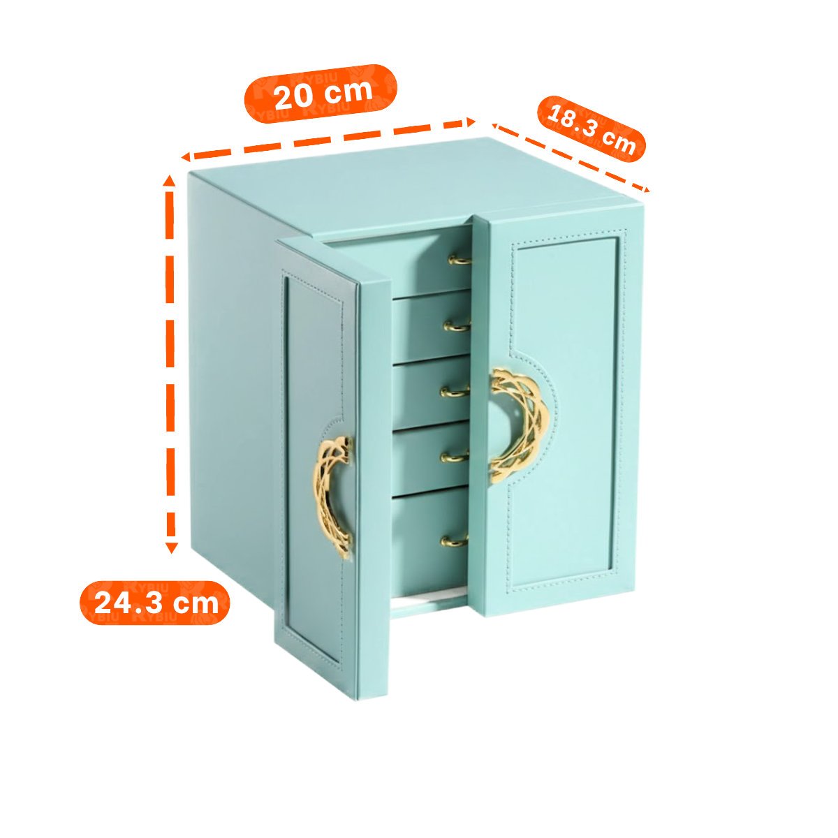 ESTUCHE PARA JOYAS CELESTE CON GRAN CAPACIDAD Y ORGANIZACION EN NIVELES Y+POST IT - 4