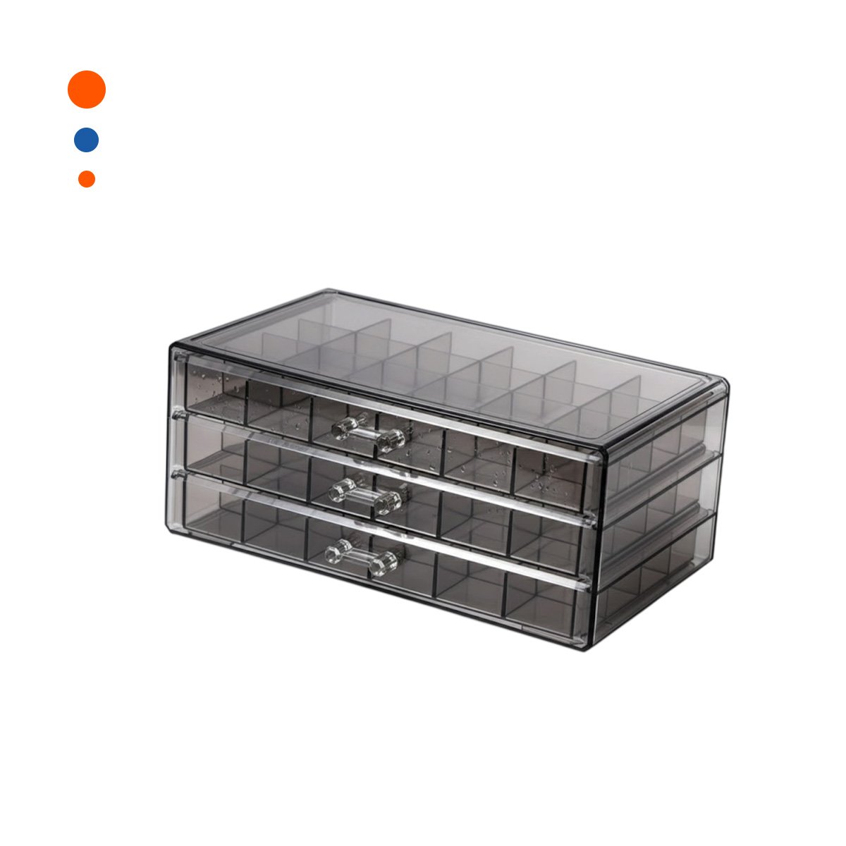 CONTENEDOR ACRILICO NEGRO TRANSPARENTE 3 NIVELES 72 DIVISIONES Y+PAPEL REGALO - 1