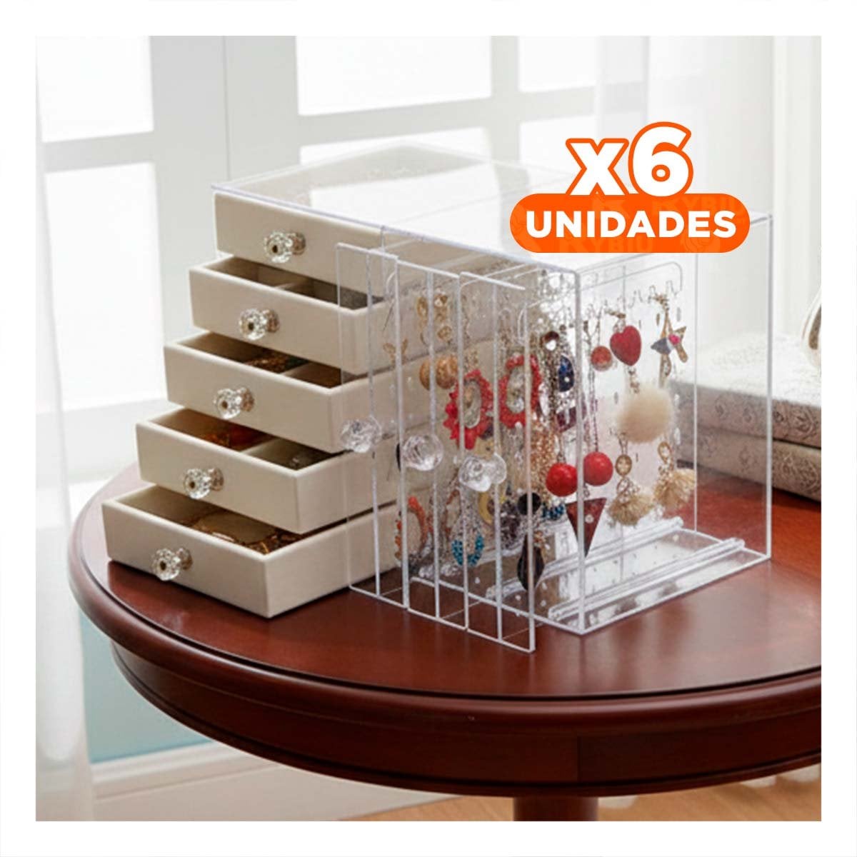 PACK6 MUEBLE 5 CAJONES Y 3 PUERTAS EN TERCIOPELO BEIGE PARA DORMITORIO Y+REGALO STICKER - 1