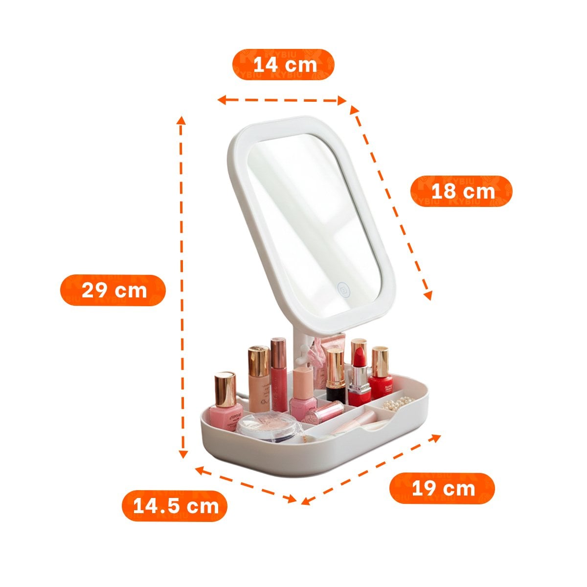 PACK12 PANEL DE MAQUILLAJE LED CUADRADO BLANCO CON BANDEJA DIVIDIDA - 4