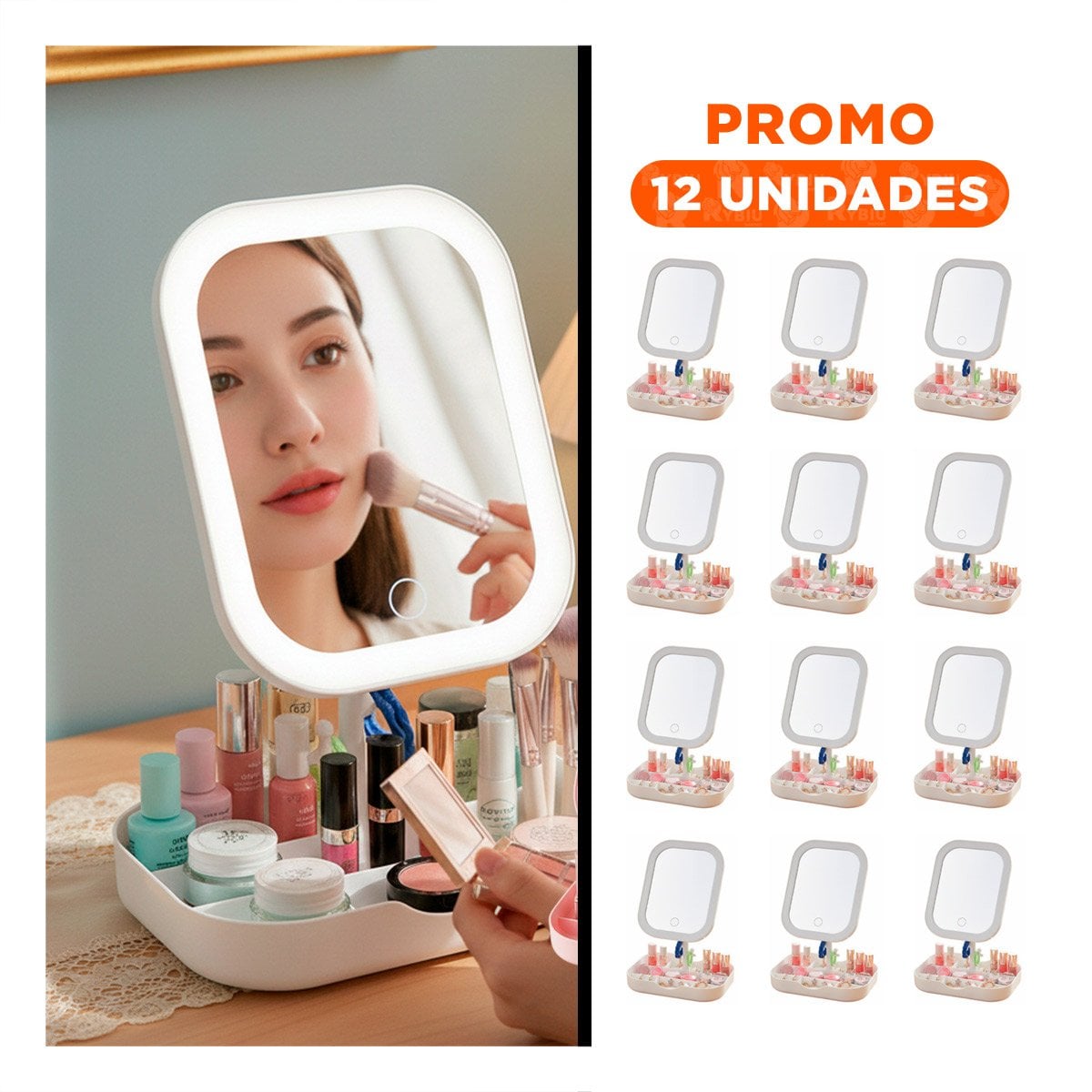 PACK12 MODULO TOCADOR LED CUADRADO BLANCO CON ESPACIOS PARA USO DIARIO Y+REGALO STICKER - 1