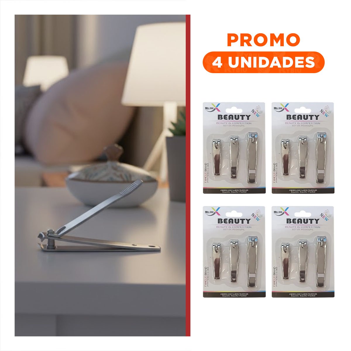 PACK4 KIT DE UÑAS CON 3 CORTAUNAS PLATEADO FACIL DE USAR Y+REGALO STICKER - 1