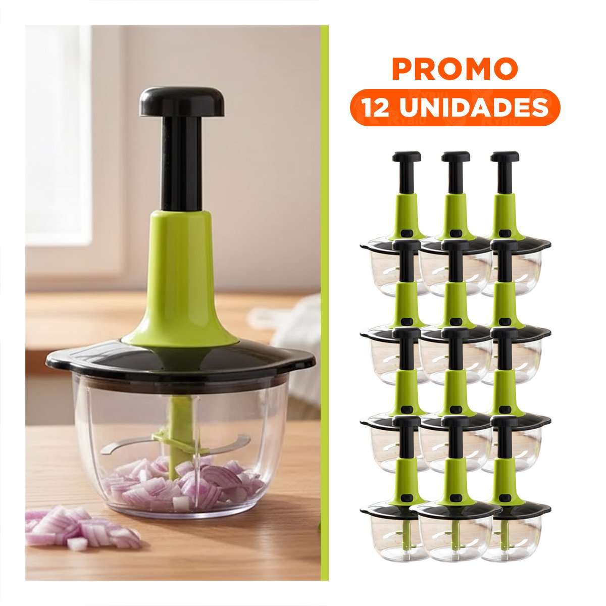 PACK12 CORTADOR MULTIFUNCIONAL 1 5L BLANCO Y PLOMO PARA PREPARAR ALIMENTOS Y+REGALO STICKER - 1