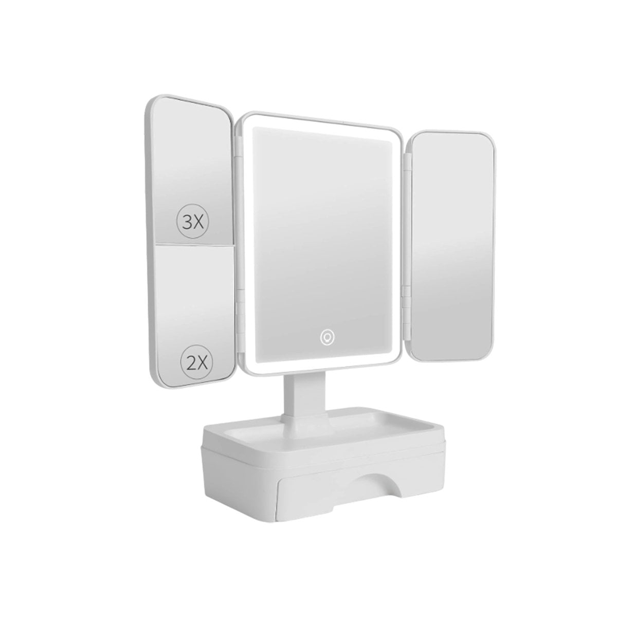 MODULO TOCADOR CON ESPEJO LED TRIPLE Y CAJON INFERIOR BLANCO MODERNO Y+PAPEL REGALO - 1