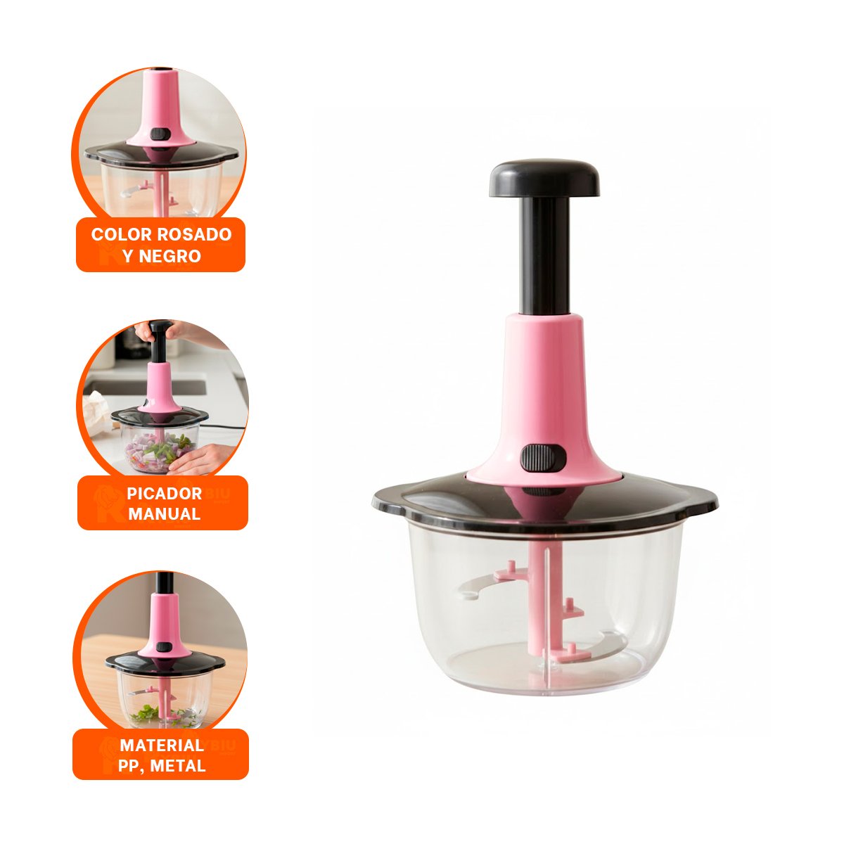 PACK6 PICADOR RAPIDO MULTIFUNCIONAL 1 5L BLANCO Y PLOMO PARA COCINA Y+REGALO STICKER - 2