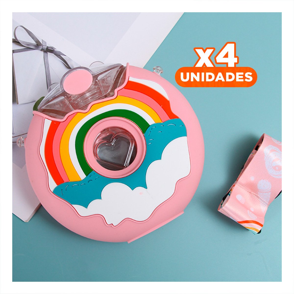 PACK6 CONTENEDOR PARA BEBIDAS FUCSIA CIRCULAR 14X5CM REUTILIZABLE Y PRACTICO Y+REGALO STICKER - 1