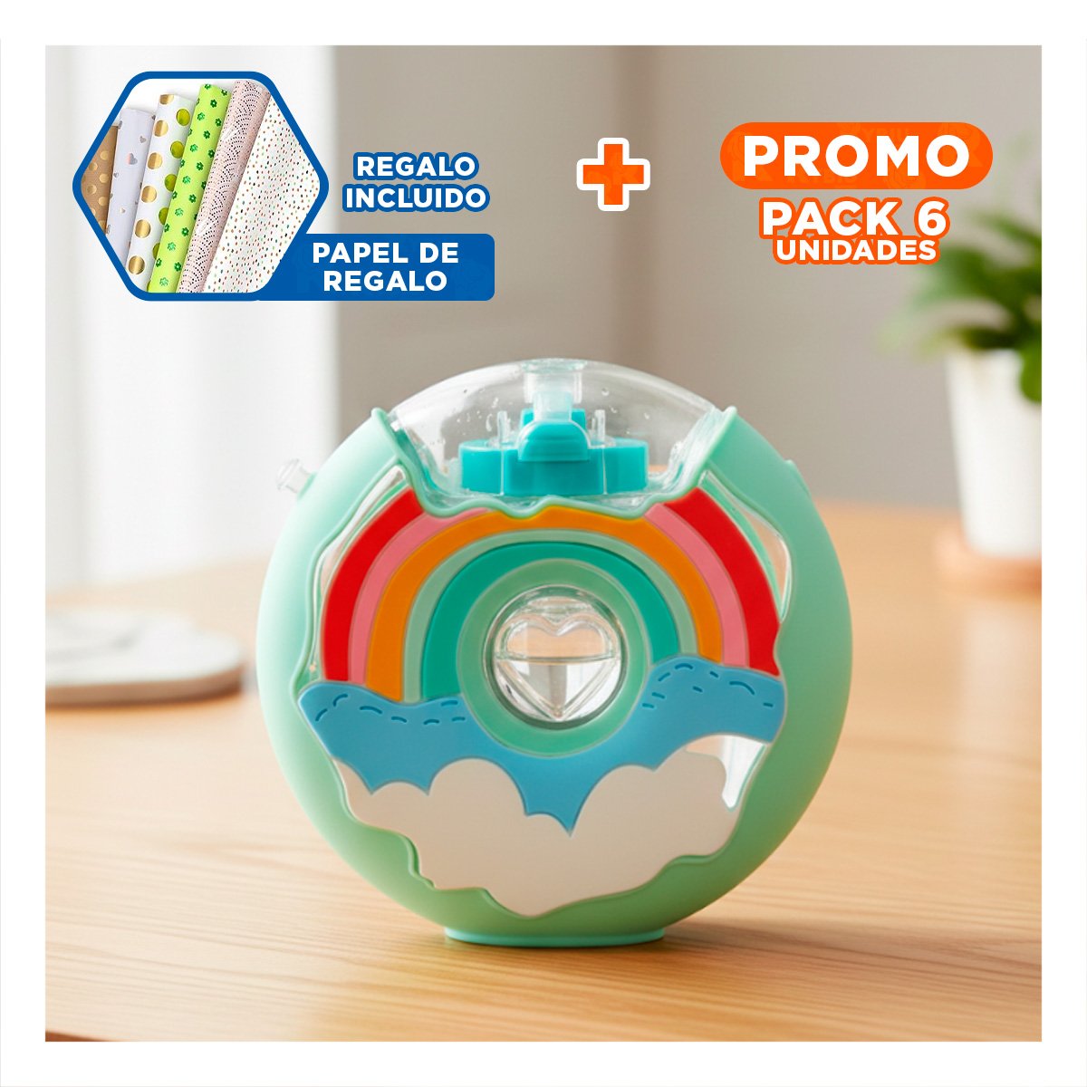 PACK6 ENVASE PARA BEBIDAS FUCSIA CIRCULAR 14X5CM RESISTENTE Y SEGURO Y+PAPEL REGALO - 1