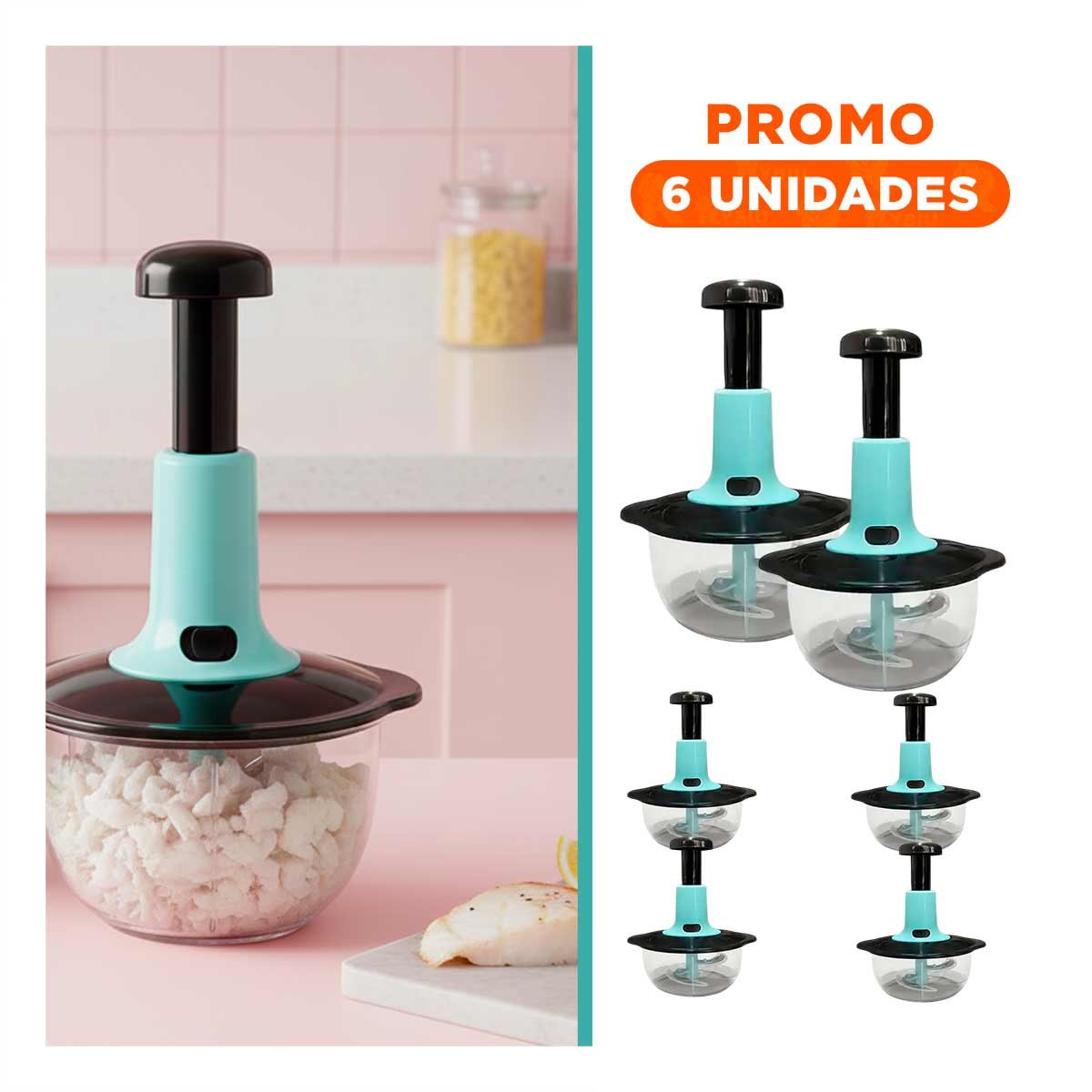 PACK6 CORTADOR PARA COCINA MULTIFUNCIONAL 1 5L BLANCO Y PLOMO PARA USO DIARIO - 1