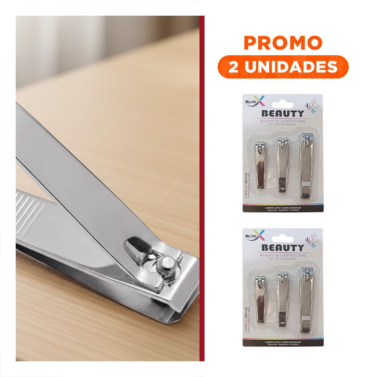 PACK2 KIT FUNCIONAL 3 CORTAUNAS PLATEADO PARA LLEVAR DE VIAJE - 1