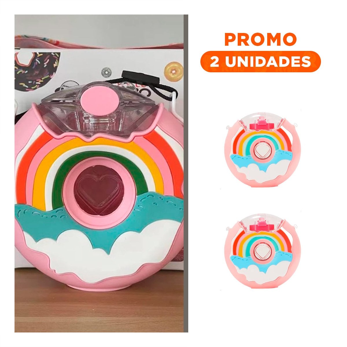 PACK2 RECIPIENTE PARA BEBIDAS CIRCULAR FUCSIA 14X5CM DURADERO Y PRACTICO - 1